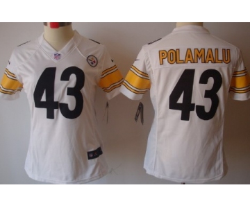 Nike Pittsburgh Steelers #43 Troy Polamalu White Limited Womens Jersey