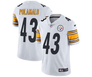 Nike Pittsburgh Steelers #43 Troy Polamalu White Men's Stitched NFL Vapor Untouchable Limited Jersey