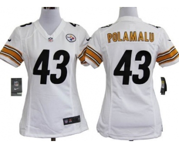 Nike Pittsburgh Steelers #43 Troy Polamalu White Womens Jersey