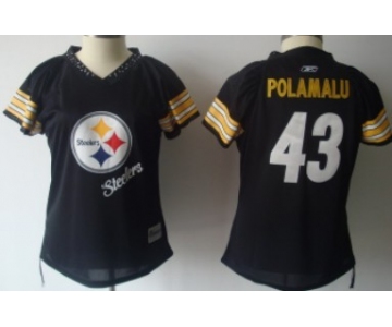 Pittsburgh Steelers #43 Troy Polamalu 2011 Black Womens Field Flirt Fashion Jersey