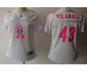 Pittsburgh Steelers #43 Troy Polamalu 2011 Breast Cancer Awareness White Womens Fashion Jersey