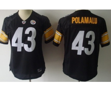 Pittsburgh Steelers #43 Troy Polamalu Black Womens Jersey