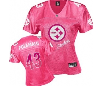 Pittsburgh Steelers #43 Troy Polamalu Pink Fem Fan Womens Jersey