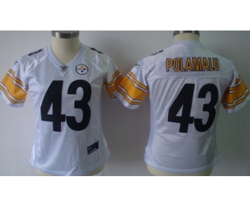 Pittsburgh Steelers #43 Troy Polamalu White Womens Team Jersey