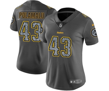 Women's Nike Pittsburgh Steelers #43 Troy Polamalu Gray Static NFL Vapor Untouchable Game Jersey