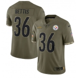 Men's Pittsburgh Steelers #36 Jerome Bettis 2022 Olive Salute To Service Limited Stitched Jersey