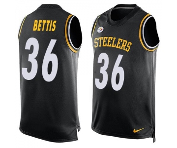 Men's Pittsburgh Steelers #36 Jerome Bettis Black Hot Pressing Player Name & Number Nike NFL Tank Top Jersey