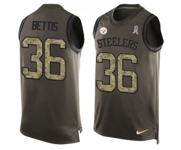 Men's Pittsburgh Steelers #36 Jerome Bettis Green Salute to Service Hot Pressing Player Name & Number Nike NFL Tank Top Jersey