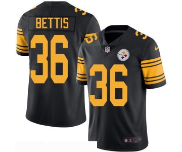 Men's Pittsburgh Steelers #36 Jerome Bettis Retired Black 2016 Color Rush Stitched NFL Nike Limited Jersey