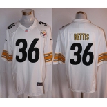 Men's Pittsburgh Steelers #36 Jerome Bettis Retired White Road Stitched NFL Nike Game Jersey