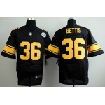 Nike Pittsburgh Steelers #36 Jerome Bettis Black With Yellow Elite Jersey