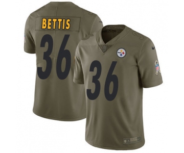 Nike Pittsburgh Steelers #36 Jerome Bettis Olive Men's Stitched NFL Limited 2017 Salute to Service Jersey