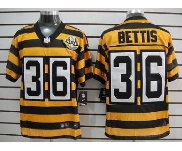 Nike Pittsburgh Steelers #36 Jerome Bettis Yellow With Black Throwback 80TH Jersey