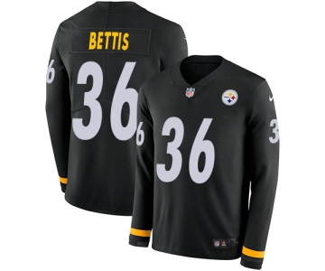 Nike Steelers 36 Jerome Bettis Black Team Color Men's Stitched NFL Limited Therma Long Sleeve Jersey