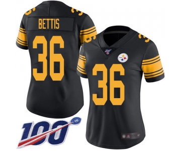 Nike Steelers #36 Jerome Bettis Black Women's Stitched NFL Limited Rush 100th Season Jersey