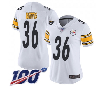 Nike Steelers #36 Jerome Bettis White Women's Stitched NFL 100th Season Vapor Limited Jersey