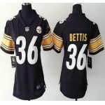 Women's Pittsburgh Steelers #36 Jerome Bettis Black Retired Player NFL Nike Game Jersey