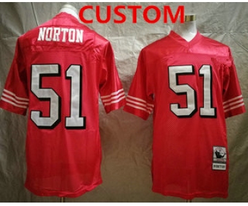 Men's San Francisco 49ers Custom Red Throwback Mitchell & Ness Jersey