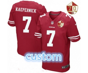 Men's San Francisco 49ers custom Scarlet Red 70th Anniversary Patch Stitched NFL Nike Elite Jersey
