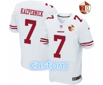 Men's San Francisco 49ers custom White 70th Anniversary Patch Stitched NFL Nike Elite Jersey