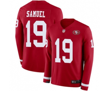 49ers #19 Deebo Samuel Red Team Color Men's Stitched Football Limited Therma Long Sleeve Jersey