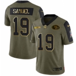 Men's Olive San Francisco 49ers #19 Deebo Samuel 2021 Camo Salute To Service Golden Limited Stitched Jersey