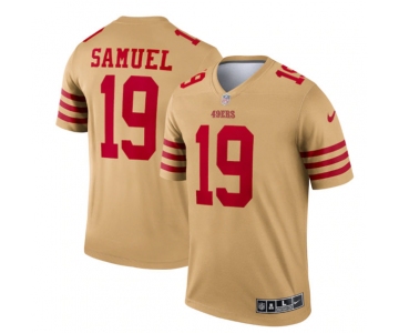 Men's San Francisco 49ers #19 Deebo Samuel 2022 New Gold Inverted Legend Stitched Football Jersey