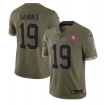 Men's San Francisco 49ers #19 Deebo Samuel 2022 Olive Salute To Service Limited Stitched Jersey