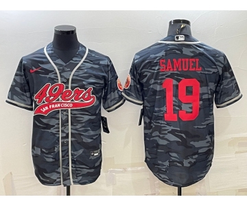 Men's San Francisco 49ers #19 Deebo Samuel Grey Camo With Patch Cool Base Stitched Baseball Jersey