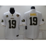 Men's San Francisco 49ers #19 Deebo Samuel White 75th Patch Golden Edition Stitched NFL Nike Limited Jersey