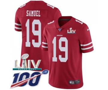 Nike 49ers #19 Deebo Samuel Red Super Bowl LIV 2020 Team Color Youth Stitched NFL 100th Season Vapor Limited Jersey