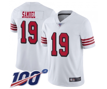 Nike 49ers #19 Deebo Samuel White Rush Men's Stitched NFL Limited 100th Season Jersey