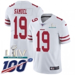 Nike 49ers #19 Deebo Samuel White Super Bowl LIV 2020 Youth Stitched NFL 100th Season Vapor Limited Jersey