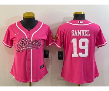 Women's San Francisco 49ers #19 Deebo Samuel Pink With Patch Cool Base Stitched Baseball Jersey