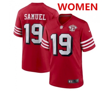 women's san francisco 49ers #19 deebo samuel scarlet 75th anniversary nike jersey