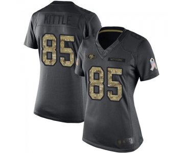 49ers #85 George Kittle Black Women's Stitched Football Limited 2016 Salute to Service Jersey