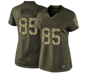 49ers #85 George Kittle Green Women's Stitched Football Limited 2015 Salute to Service Jersey