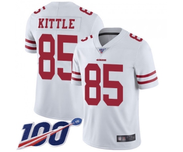 49ers #85 George Kittle White Men's Stitched Football 100th Season Vapor Limited Jersey