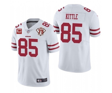 Men's San Francisco 49ers #85 George Kittle 2021 White With C Patch 75th Anniversary Vapor Untouchable Limited Stitched Jersey