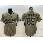 Men's San Francisco 49ers #85 George Kittle 2022 Olive Salute to Service Cool Base Stitched Baseball Jersey