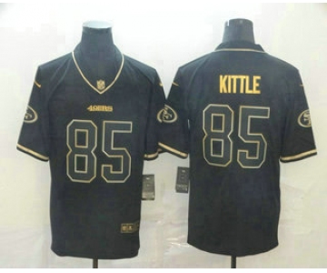 Men's San Francisco 49ers #85 George Kittle Black 100th Season Golden Edition Jersey