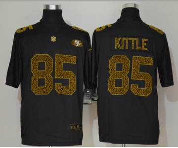 Men's San Francisco 49ers #85 George Kittle Black 2020 Nike Flocked Leopard Print Vapor Limited NFL Jersey