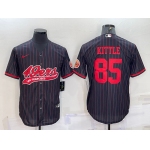 Men's San Francisco 49ers #85 George Kittle Black With Patch Cool Base Stitched Baseball Jersey