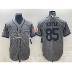 Men's San Francisco 49ers #85 George Kittle Gray With Patch Cool Base Stitched Baseball Jersey