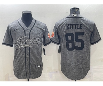 Men's San Francisco 49ers #85 George Kittle Gray With Patch Cool Base Stitched Baseball Jersey