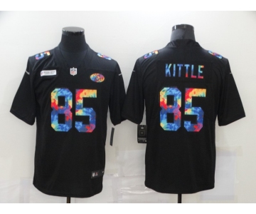 Men's San Francisco 49ers #85 George Kittle Multi-Color Black 2020 NFL Crucial Catch Vapor Untouchable Nike Limited Jersey