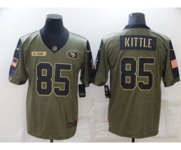 Men's San Francisco 49ers #85 George Kittle Nike Olive 2021 Salute To Service Limited Player Jersey