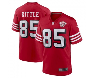 Men's San Francisco 49ers #85 George Kittle Scarlet 75th Anniversary Game Nike Jersey