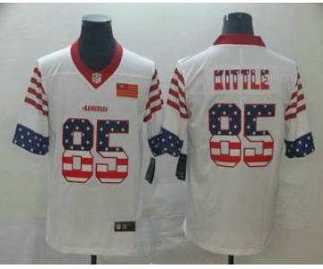 Men's San Francisco 49ers #85 George Kittle White Independence Day Stars Stripes Jersey