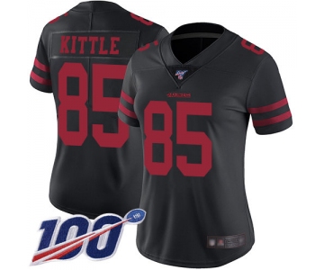 Nike 49ers #85 George Kittle Black Alternate Women's Stitched NFL 100th Season Vapor Limited Jersey